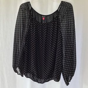 Polkadot cute semi sheer shirt.